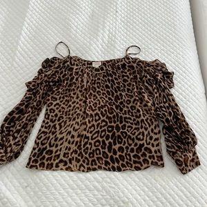 Parker off shoulder leopard print blouse